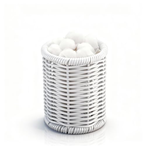 Rattan Jars Cotton Pad Floss Jar Bathroom Vanity Desk Storage (3.15" x 3.15" x 4.33")