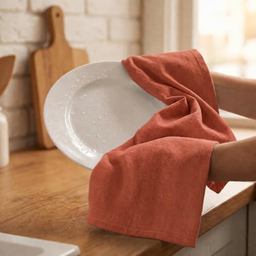 Kitchen Towels Cotton Dish Towels 20”x30” (20" x 30" (Set of 6) / 158 Rust)