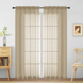 Extra Wide Taupe Sheer Curtains 72 Inches Long 2 Panels (59"W x 72"L (Pack of 2) / Taupe)