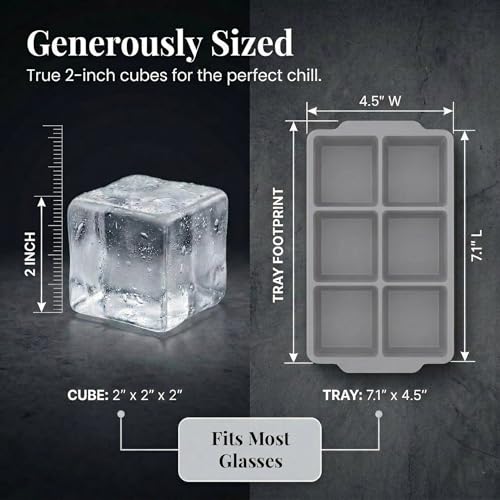 Large Silicone Ice Cube Tray (Light Gray / 2-Pack)