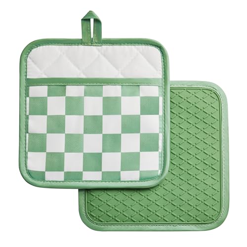 Sage Green Checkered Pot Holder (Sage Green)