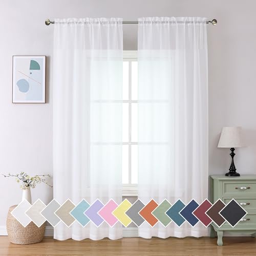 Long Sheer White Curtains (42"W x 90"L (Pack of 2) / White)