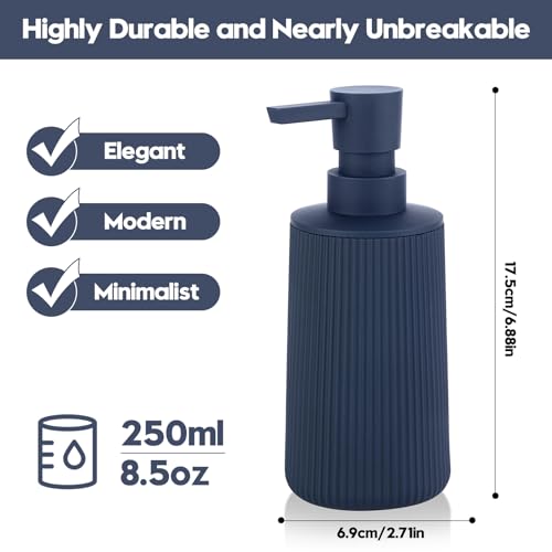 Small Soap Dispenser for Bathroom and Kitchen Matte Blue (Navy Blue)