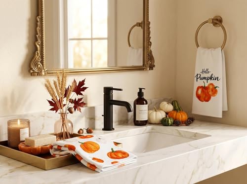 Fall Kitchen Towels Decorations for Home (Orange)