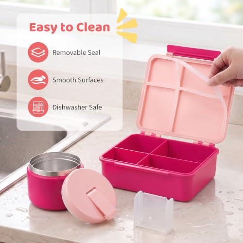 Bento Lunch Box with 8oz Soup Thermo (Pink)