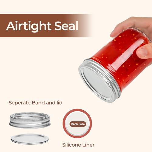 16 oz Wide Mouth Mason Jars Bulk Set (16 fl oz x 8 - Wide Mouth)