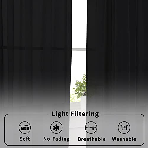 Black Curtains 36 inches Long 2 Panels (40"W x 36"L (Pack of 2) / Black)