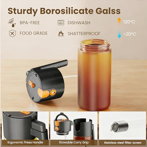 17 oz Light Proof 2 in 1 Glass Olive Oil Sprayer for Cooking (Black-a)