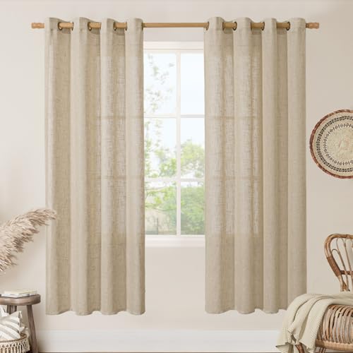 78 Inch Length Brown Linen Curtains for Living Room 2 Panels (52"W x 78"L (Pack of 2) / Brown)