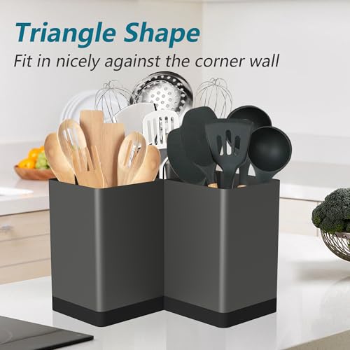 Extra Large Kitchen Utensil Holder Countertop for Corner Counter (Grey)