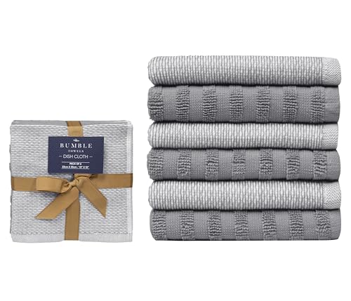 Bumble Premium Dish Cloths 13"x13" (Grey / Dish Cloths - Mixed Styles (6 Pack))