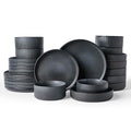 Star Stoneware Dinnerware Sets with Pasta Bowls (Matte Dark Charcoal)