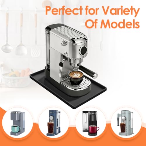 Silicone Coffee Maker Mat with Lip for Countertops (Black / 14.8'' x 7.9'')