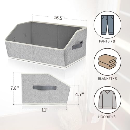 Trapezoid Bins for Organization (Light Gray / Large -8 Pack)
