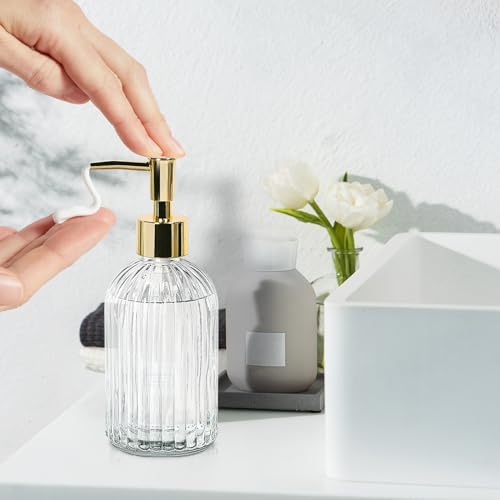 14Oz Clear Glass Soap Dispenser with Plastic Pump (Clear)
