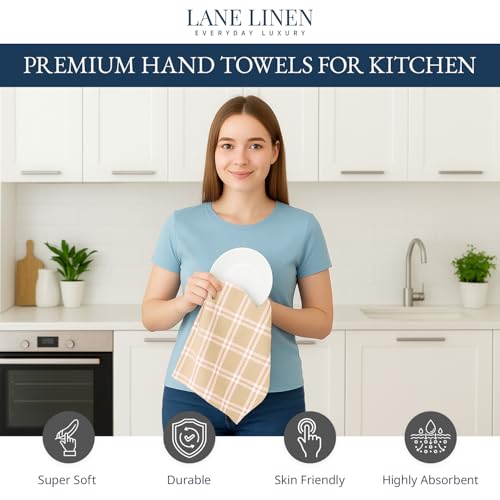 Dish Towels for Kitchen Cotton Soft & Absorbent 4 Pack (18"x28" - 4 Pack / 03: Beige)