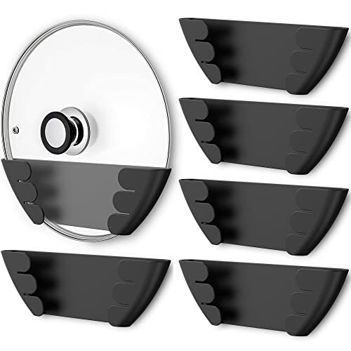 Universal Pot Lid Organizer for Cabinet (6Pack-Black)