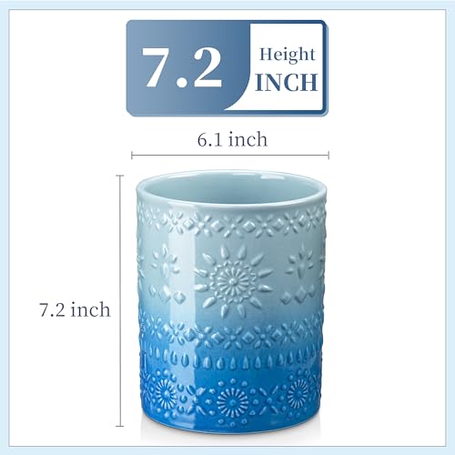 7.2" Extra Large Ceramic Utensil Holder (Blue / 7.2" (Single))