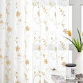 Yellow Sheer Curtains 84 Inches Long 2 Panels Yellow and White Embroidered Floral Pattern Semi Sheer Window Curtains for Bedroom Living Room (52"W x 84"L (Pack of 2) / White & Yellow)