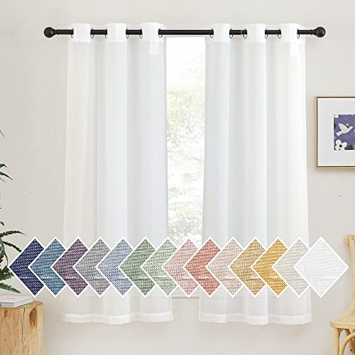 Linen Curtains for Bedroom 63 inch Long (36"W x 63"L (Pack of 2) / Ivory)