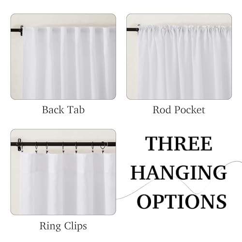 Linen Semi Sheer Curtains for Bedroom Living Room 84 inches Long (H - White / 52"W x 84"L (Pack of 2))