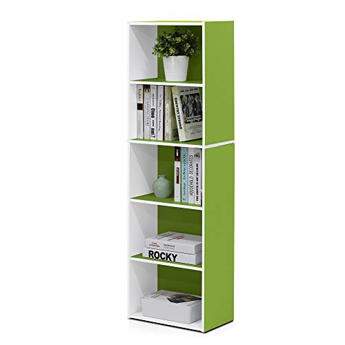 LUDER Book Shelf (White/Green / 5-Tier)