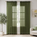 Olive Green Sheer Curtains 54 X 96 Inches (Olive Green / 54"W x 96"L (Pack of 2))