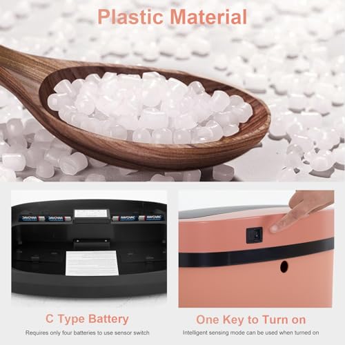 13 Gallon Plastic Trash Can with Lid (Pink / Plastics)