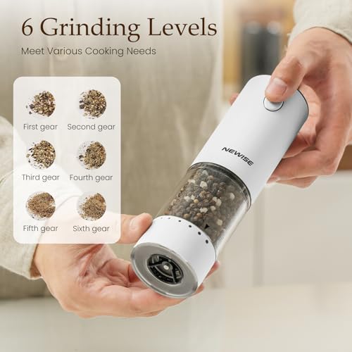 Electric Salt and Pepper Grinder Set (Black/White)