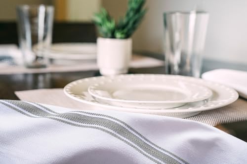 Dish Towels 30 Pack Grey Stripe 100% Cotton Kitchen Towel 15x25 Inch Tea Towels (Grey Stripe / Pack of 30)