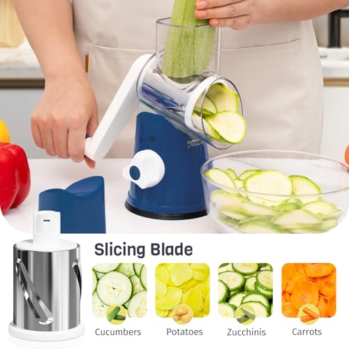 Dark Blue Hand Crank Rotary Cheese Grater (Dark Blue / 3 Blades)
