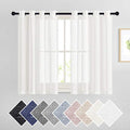 45 inch Long Rich Linen Curtains Flax Texture (52"W x 45"L (Pack of 2) / Ivory)