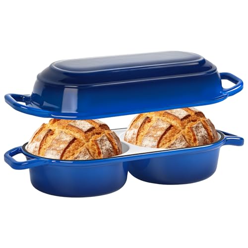 Mini Double Dutch Oven For Sourdough Bread Baking (Blue / 2.2QT)