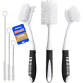 6 Pack Dish Brush Set with Bottle Brush (Black)