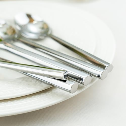 Hexagon 40 Piece Forged Silverware Set Stainless Steel Flatware Set Cutlery Set (Silver / 40 pieces for 8)