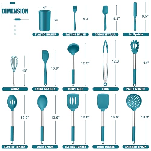 14 Pieces Silicone Cooking Utensils Set (Blue)