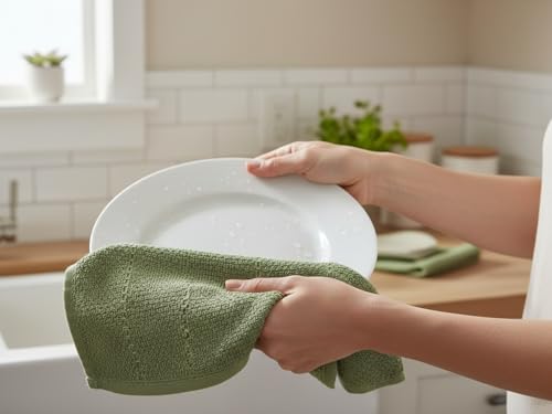 Dark Sage Green Kitchen Hand Dish Towels (Dark Sage)