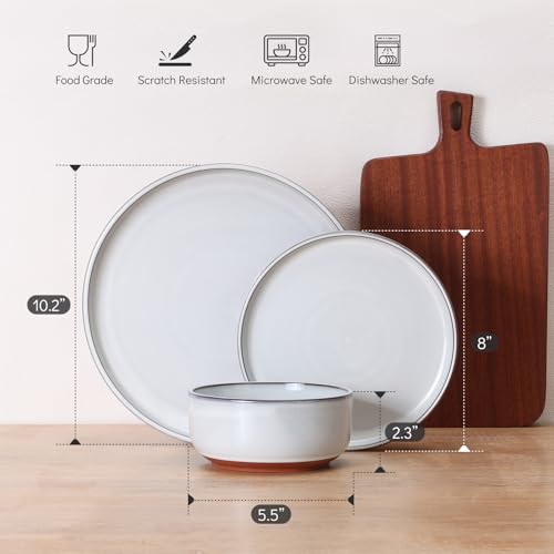 Stoneware Dinnerware Sets for 4 (Glacier White / Service for 4)