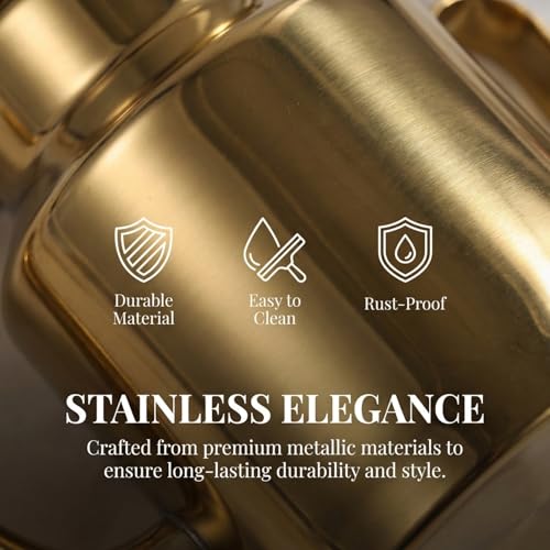 Oil Dispenser Vinegar Dispenser Bottle 15.22oz Stainless Steel Oil Can Container with Handle for Kitchen Restaurant Cooking BBQ Golden