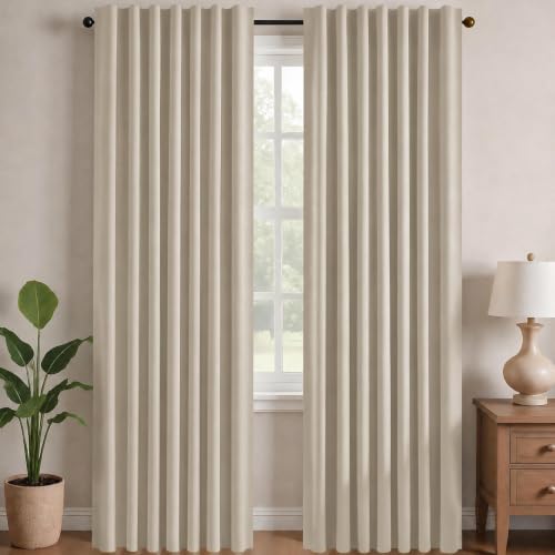 Blackout Curtains for Bedroom (Light Beige / 42"W x 54"L (Pack of 2))