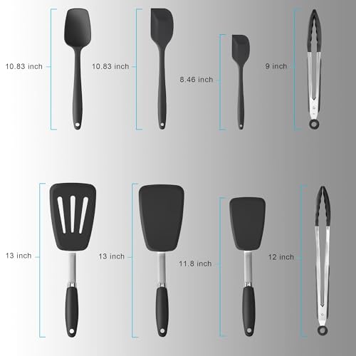 5 Piece Silicone Spatulas Set with Tongs (Z-Black)