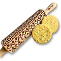 GREEK Embossing Rolling Pin. Laser Engraved Dough Roller with Cgreek Pattern for Embossed Cookies or Pottery by Algis Crafts