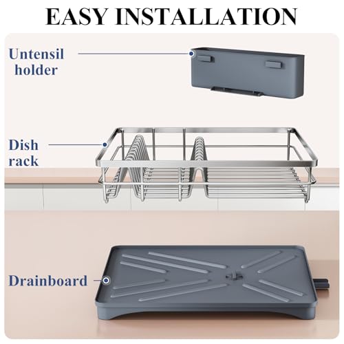 Dish Drying Rack for Kitchen Counter (Silver / Countertop)