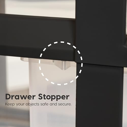 4 Drawer Rolling Storage Cart with Organizer Top (Black / 4 Drawer with Wheels)