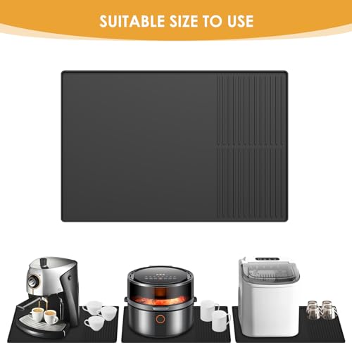Silicone Coffee Mat with Raised Edges (Black / 15.7" x 23.6")
