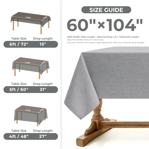 Faux Linen Tablecloth for Dining Room (Cool Grey / 104" x 60" (Rectangular))