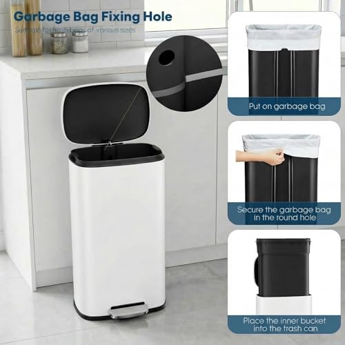 13.2 Gal Kitchen Trash Can (White / 13.2 Gal)