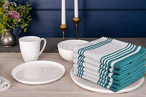 Kitchen Towels Cotton Dish Towels 20”x30” (20" x 30" (Set of 6) / 018 Teal/White)