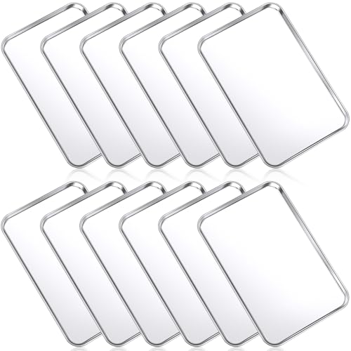 12 Pcs Stainless Steel Baking Sheet Cookie Pans (8 x 5.9 inches)