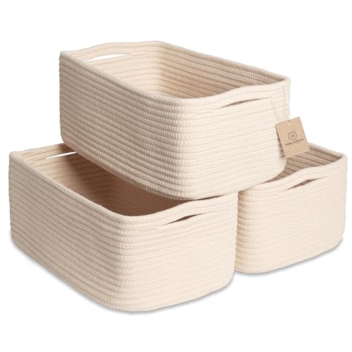 13.5”x8.5”x5.5” Storage Baskets for Shelves 3 Pack (Beige / 13.5" x 8.5" x 5.5")
